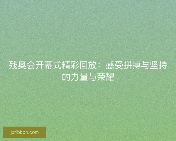 残奥会开幕式精彩回放：感受拼搏与坚持的力量与荣耀